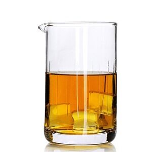 Luxu Clear Glass Mixing Pitcher with Spout and Vertical Ribbed Design 20 oz